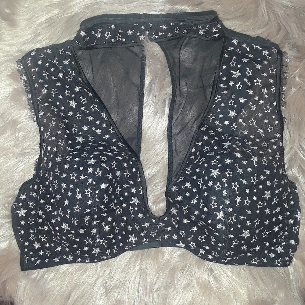 VS Black Choker Stars Plunge Bra XL
